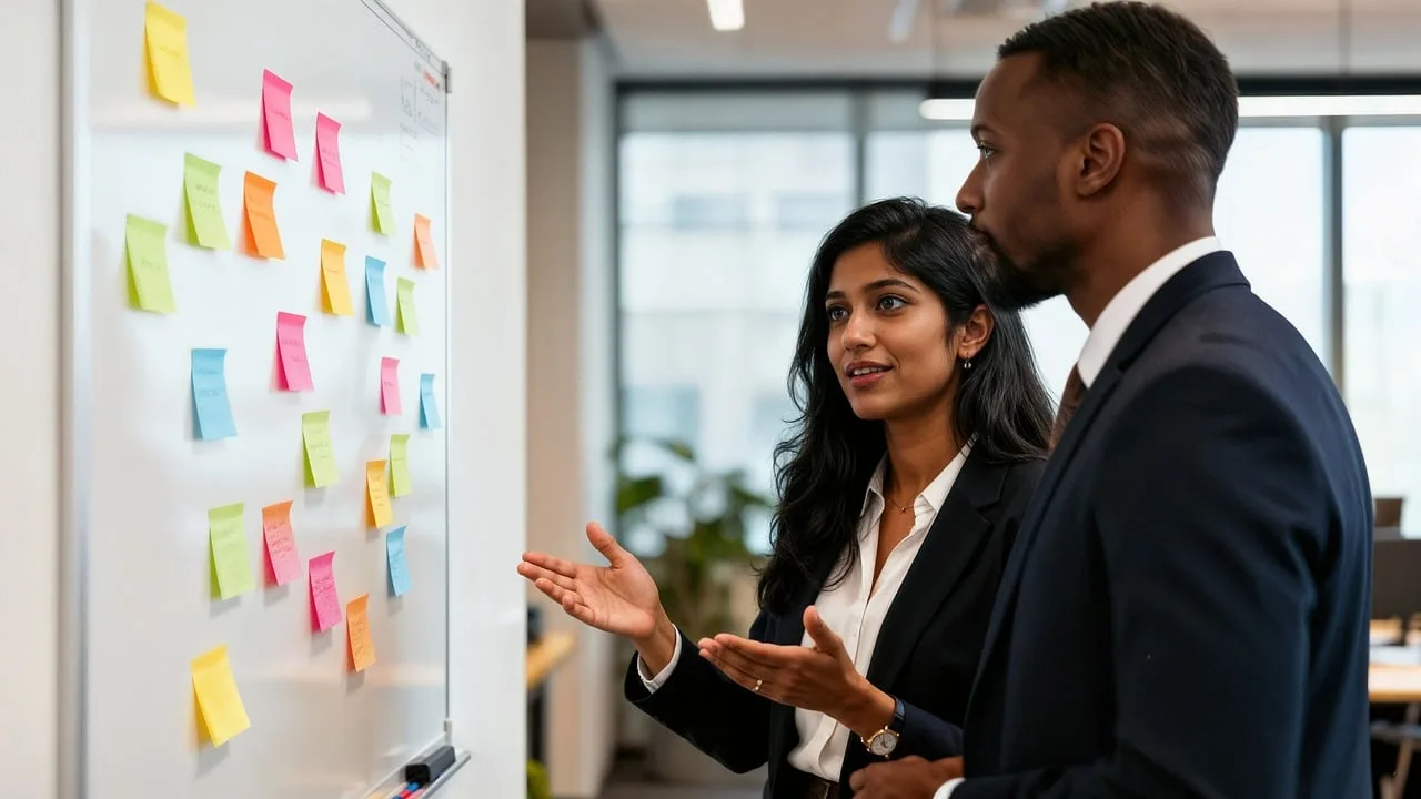 team, office, board, grades, adhesives, meeting, strategy, business, professional, woman, men, communication, planning, success, job, environment, corporate, rose, yellow, blue, green, rose flower, discussion, generated by ai. How to improve sales enablement: scope a launch test