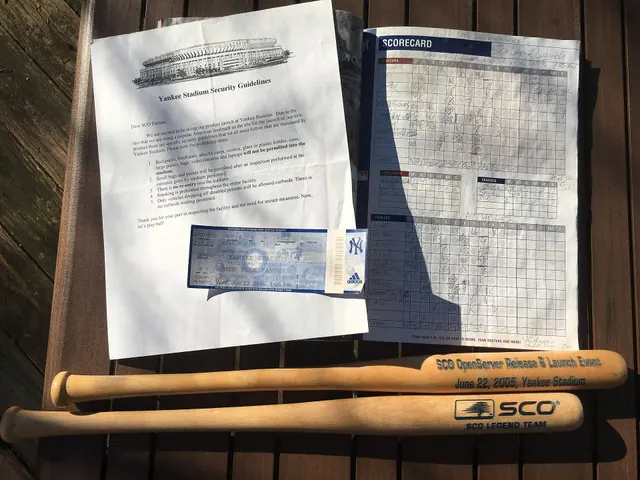 Items from the second day of launch event for the SCO OpenServer Release 6 "Legend" operating system product held on June 22, 2005, at Yankee Stadium: scorecard for the game (final. Spotting product marketing strategy mistakes before they cost money