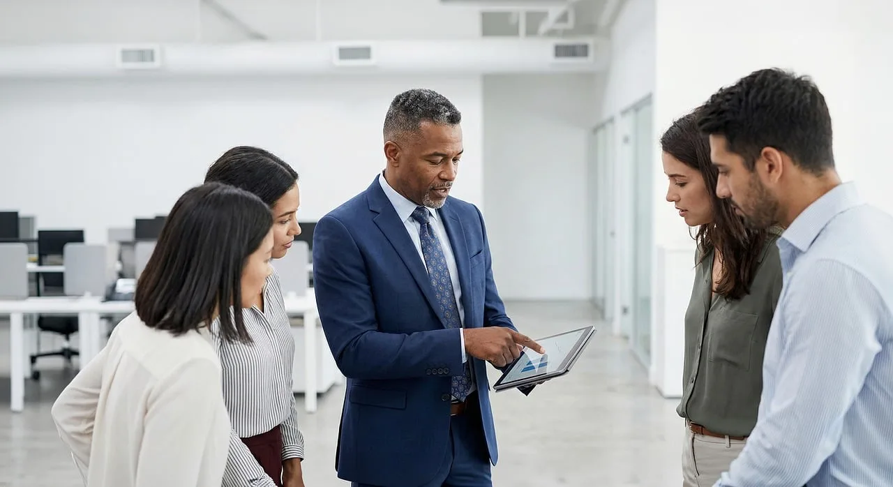 company, team, collaboration, office, meeting, technology, tablet, diverse, professionals, leadership, presentation, data, teamwork, modern, communication, strategy, innovation, group, workplace, accompaniment, ai generated. Sales enablement tools: what to keep and what to drop in 2027